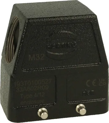 Immagine prodotto di HARTING Han 10B M, alloggiamento in tullio, versione alta, con 1 uscita laterale M32 per cavi, per 2 supporti (sulla parte inferiore) - 1 pezzo
