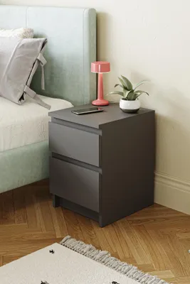 Produktbild von Skye Decor, Hochwertiger Nachttisch, Anthrazit, 35 x 50 x 40 cm | 100% melaminbeschichtete Spanplatte, Stärke: 18 mm | Ideal für modernes Schlafzimmer, elegant und funktional.