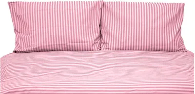 Produktbild von Gestreifte Bettwäsche mit Reißverschluss 200x200 cm, 2x Kissenbezug 80x80 cm Rosa