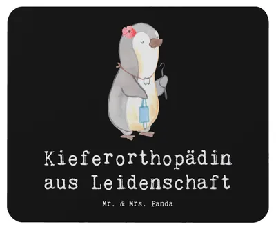 Produktbild von Mr. & Mrs. Panda Mousepad Kieferorthopädin Leidenschaft - Schwarz - Geschenk, computermatte, Mauspad, mausteppich, Mouse Pad, pc mausunterlage