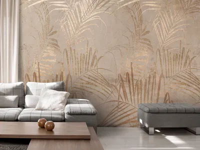 Produktbild von Vlies Fototapete goldene Blätter 350x256 cm Tapeten Wandtapete XXL Natur Botanik Palmblatt b-C-10105-a-a