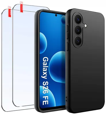 Zdjęcie produktu dla Zestaw Etui Do Samsung S26 Fe | Matowe Czarne Silikon Slim +2 Sztuki Szkło