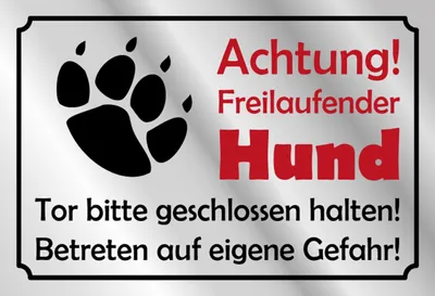 Produktbild von Blechschild Hinweis 18x12cm Achtung Freilaufender Hund Gefahr