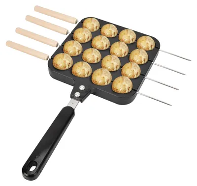 Takoyaki-Pfanne 16 Mulden, antihaftbeschichtet, inkl. 4 Spieße