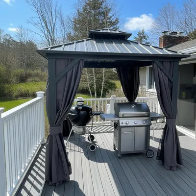 Produktbild von PURPLE LEAF Economy Hardtop Pavillon 2,4x2,4 m wasserdicht, winterfest und stabil, geeignet für den Garten, Grau