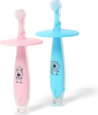 Obrázek produktu pro BabyOno Zubní kartáček bezpečný se zarážkou 6m+ - Modrá