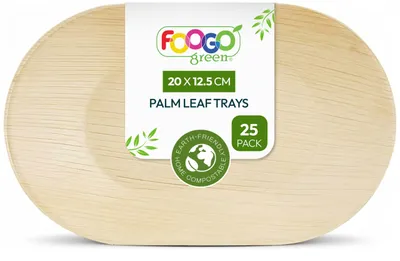 Palmblatt-Serveblätter 25 Stück, 20x12,5 cm, biologisch abbaubar