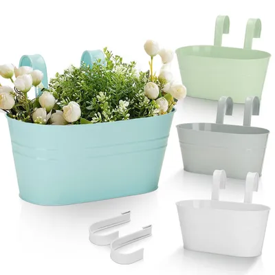 Obrázok produktu pre Závesné kvetináče 27 cm, 4 kusy, kov, farebné, pre balkón