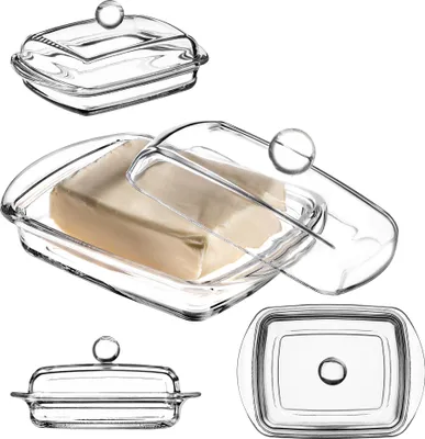 Produktbild von KADAX Butterdose, Butterdose mit Deckel für Butter, Glasbehälter 16 cm, klassisch