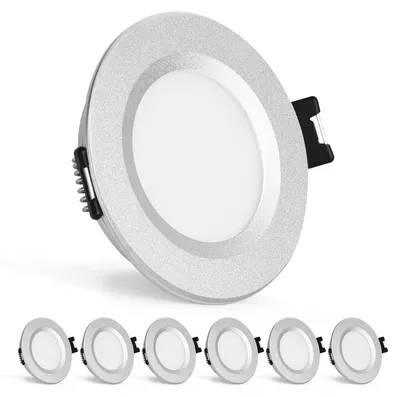 Immagine prodotto di Gr4tec, set di 6 faretti LED da incasso da 3W, 12V, per camper, alluminio, dimmerabili, grado di protezione IP44, colore argento