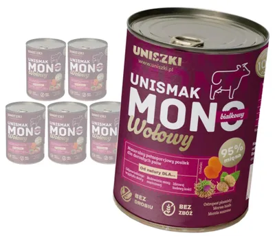 Zdjęcie produktu dla Uniszki Unismak Monobiałkowy Wołowy 6x400g Bezzbożowa Mokra Karma Dla Psa