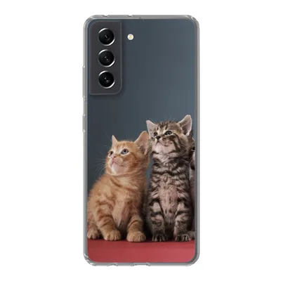 Produktbild von MuchoWow® Handyhülle Schutzhülle Hülle für Samsung Galaxy S21 FE Kätzchen - Blau - Rosa - Mädchen - Jungen - Kind Silikon Softcase Handy Hülle - Mobiltelefonhülle