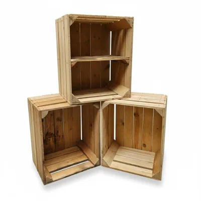 Image de Teramico Caisses à fruits naturelles avec fond court flammé Ensemble de caisses en bois pour étagères