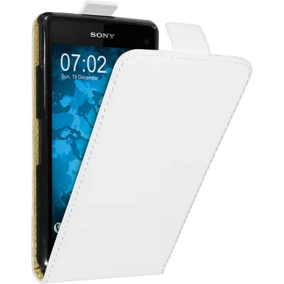 Produktbild von PhoneNatic Kunst-Lederhülle kompatibel mit Sony Xperia Z1 Compact - Flip-Case weiß + 2 Schutzfolien