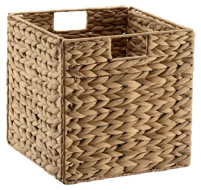 Produktbild von Wiltec Korb aus Wasserhyazinthe 26 x 26 x 26 cm, geflochtener Aufbewahrungskorb mit 2 Griffen