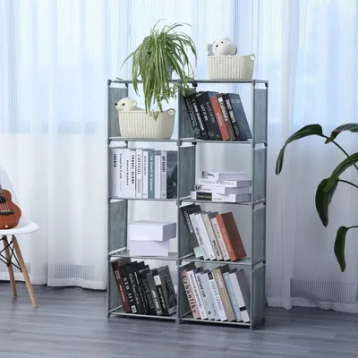 Produktbild von Herzberg 8-lagiges Mehrzweck-Bücherregal und Lagerregal - 85 x 125 cm, Grau