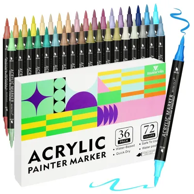 Produktbild von Acrylmarker-Set mit 36 Stück, mit doppelspitzigem Stift
