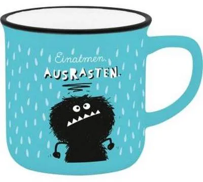 Produktbild von Sheepworld Espresso Becher EINATMEN, 6,5 cm hoch, mit farbigem Motivdruck und Text