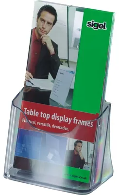 Produktbild von SIGEL LH113 Tisch-Prospekthalter, DIN lang (105x210 mm) / DIN A6 (105x148 mm), 1 Fach, glasklar, Acryl