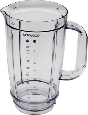 A clear, studio shot of a blender jug.
