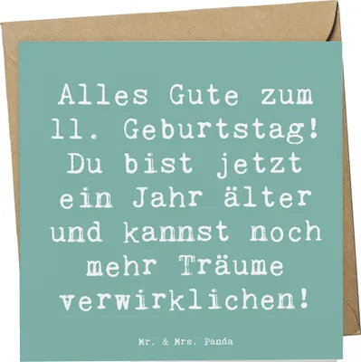 Produktbild von Mr. & Mrs. Panda Glückwunschkarte Spruch 11. Geburtstag - Meeresbrise - Geschenk, persönlich, doppelkarte, Kreativität, Happy Birthday, anlasskarte, elfter, Grußkarte