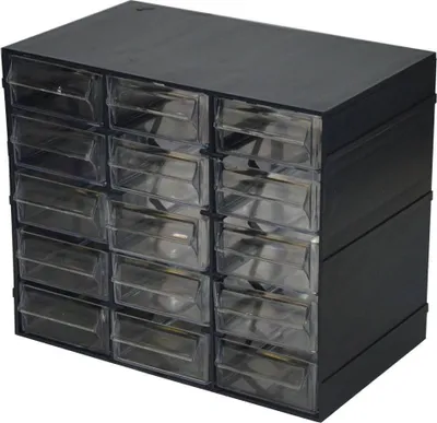 Produktbild von 15 schubladenhalter Kommode, Lagerorganisation mit transparenten Schubladen, 100%  Italy, 23x14h19 cm, schwarze Farbe