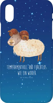 Produktbild von Mr. & Mrs. Panda Iphone 10 Handyhülle Sternzeichen Widder - Sternenhimmel Blau - Geschenk, Geburtstag April, Handy Case, Bock, X, Schafbock, März, Cover