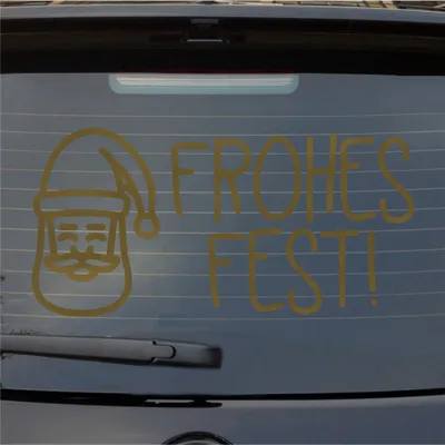 Produktbild von Heckscheibenaufkleber Fohes Fest Santa Claus Weihnachten Christmas 55x27 cm Gold Auto Aufkleber Sticker