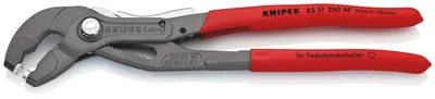 Produktbild von KNIPEX 85 51 250 AF Federbandschellenzange mit Feststeller mit rutschhemmendem Kunststoff überzogen grau atramentiert 250 mm