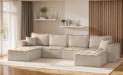 Produktbild von Wohnlandschaft Sofa U-Form Modulsofa-Set 4-teilig SANDE Stoff Alpine Toffee