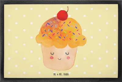 Produktbild von Mr. & Mrs. Panda fußmatte Cupcake 60 x 90 cm - Gelb Pastell - Geschenk, bodenmatte, Lustige Sprüche, Schmutzfänger, Muffin, Wunder, Cupcakes, Fußabstreifer, Abtreter