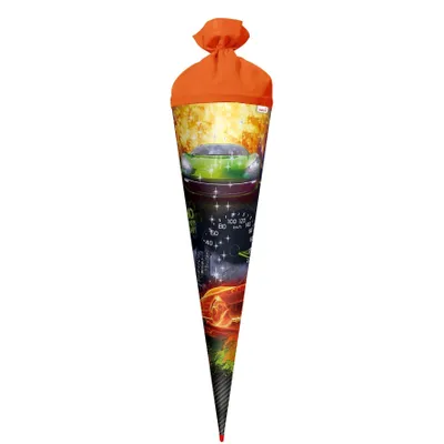 Zdjęcie produktu dla Roth Schultüte No Limit, 70 cm, okrągły, czerwony czubek, filcowe zamknięcie, folia