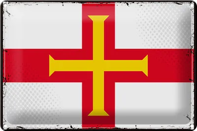 Produktbild von Blechschild Flagge Guernsey 30x20cm Retro Flag of Guernsey