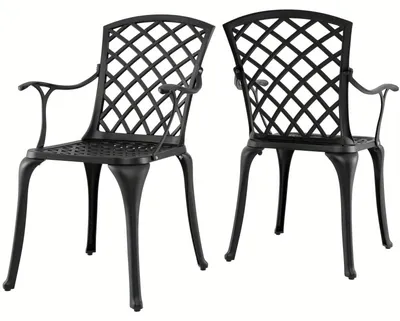 Produktbild von Gartenstühle - Gartenstühle-Sets - Gartenmöbel für den Außenbereich - Aluminiumstühle - Balkonstühle - Schwarz - Druckgussaluminium