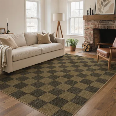 Produktbild von Polyester Teppich mit Jute-Look 160 x 230 cm - Waschbar und Rutschfest