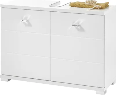 Produktbild von Waschbeckenunterschrank - Weiß matt - Weiß Hochglanz - mit 2 Türen