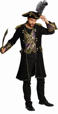Produktbild von Mottoland Deluxe Pirate Coat, Maskenkostüm, Erwachsener, Männlich, Pirat, Pirat, Schwarz, Gold, Violett