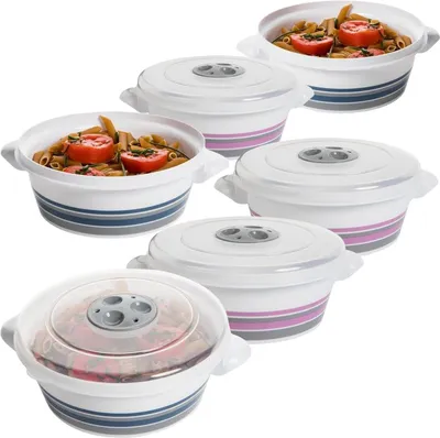 Produktbild von Mikrowellengeschirr Set mit Deckel, Griff & Ventil, 6-teilig, vielseitig