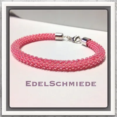 Produktbild von Edelschmiede925 Häkelarmband rosa mit 925/- Verschluß