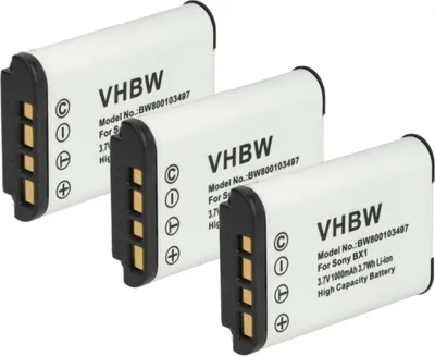 Produktbild von vhbw 3x Akku kompatibel mit Sony DSC-RX100 Mark II, DSC-RX100 Mark V, DSC-RX100 Mark VII, DSC-RX100 Mark VI Kamera (1000 mAh, 3,6 V, Li-Ion)