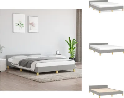Obrázek produktu pro vidaXL Rám postele s čelem světle šedý 140x190 cm látka - Postele a rámy postelí