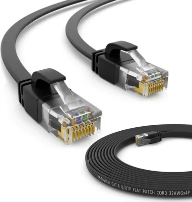 Produktbild von hb-digital 2m Patch Kabel CAT 6 Flachkabel bis zu 1000Mbit/s, U/UTP, PVC Mantel flach schwarz