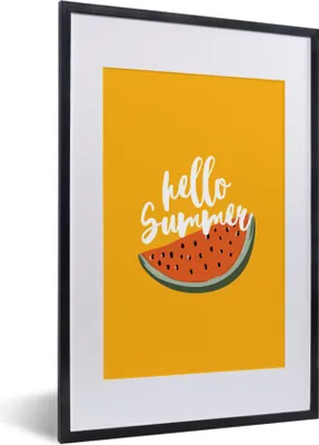 Produktbild von MuchoWow® Gerahmtes Poster Wassermelone - Sommer - Weiß 40x60 cm - Poster mit Schwarzem Bilderrahmen Wandposter Rahmen Foto Bilder - Poster in Rahmen