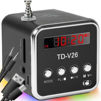 Produktbild von Mini Bluetooth Lautsprecher mit FM-Radio Tragbarer Kabellos Kompakt Klein Sound Boombox Musikbox Soundstation Speaker Cube SD Karte Schwarz Retoo