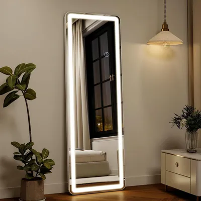 Immagine prodotto di Specchio a LED per il corpo intero, dimensioni 152 x 40 cm, con controllo touch, 3 tonalità di luce, dimmeraggio continuo, angoli arrotondati, colore bianco