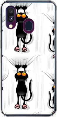 Produktbild von MuchoWow® Handyhülle Schutzhülle Hülle für Telefoonhoesje Samsung Galaxy A40 Muster - Katze - Schwarz - Jungen - Mädchen - Kinder - Kinder Silikon Softcase Handy Hülle - Handy-Tasche