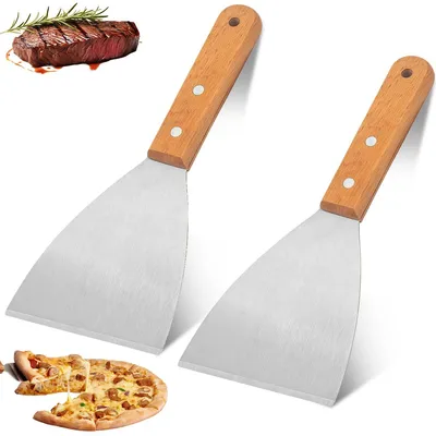Produktbild von Grillspatel-Set, 2 Stück Edelstahl-Spatel für Grill und Teppanyaki