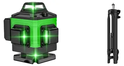Productafbeelding van Laserwaterpas, automatische nivelleerfunctie, hoge zichtbaarheid, 16 lijnen + statief + stoffen tas