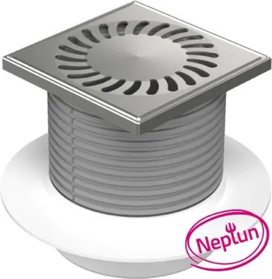 Zdjęcie produktu dla Chuděj Podlahová vpusť s límcem Neptun PV50 XN L2 DN50 hranatá nerezová mřížka 420 x L