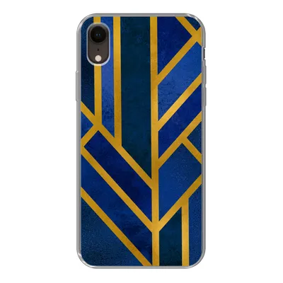 Produktbild von MuchoWow® Handyhülle Schutzhülle Hülle für iPhone XR Gold - Blau - Luxus Silikon Softcase Handy Hülle - Schutzdeckel